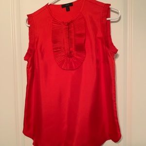 J CREW Silky Red Ruffle Keyhole Front Top
